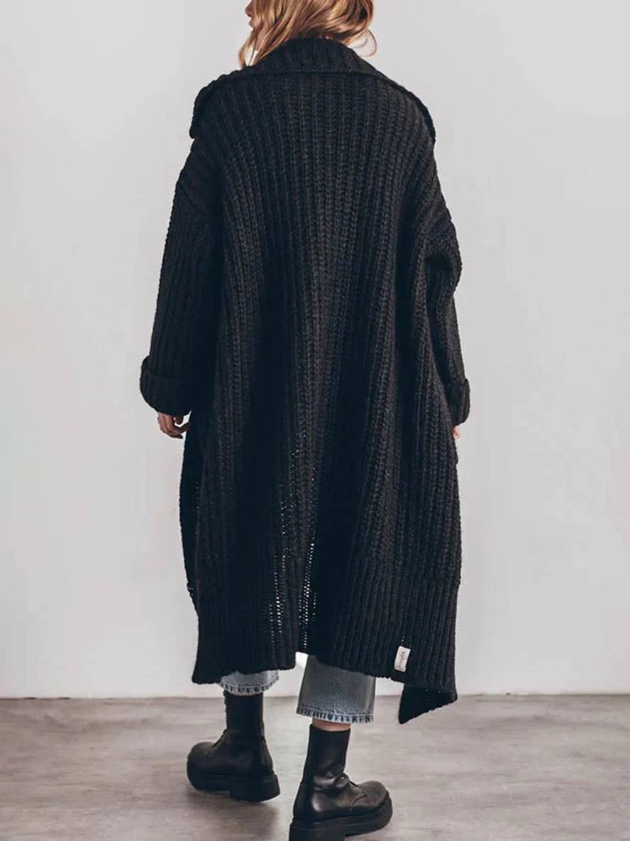 Heidi-Mode | Pullover Cardigans Unicolor Knopf Taschen Reverskragen Langarm Frauen Lässig Locker Oversized Jacke