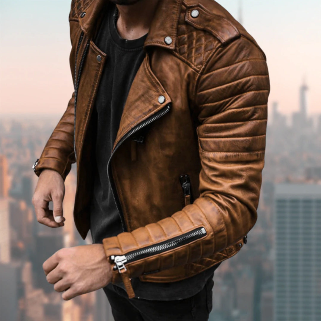 Leder-Bikerjacke für Herren