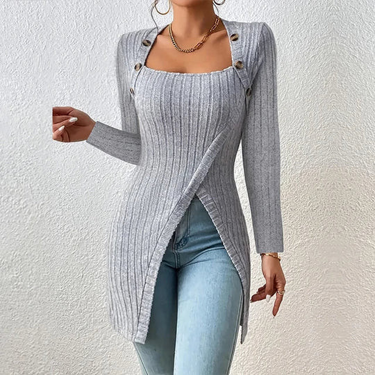 Asymmetrischer gerippter Cardigan