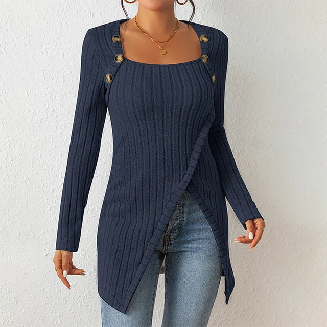 Asymmetrischer gerippter Cardigan