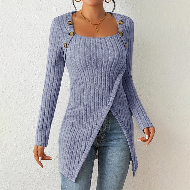 Asymmetrischer gerippter Cardigan