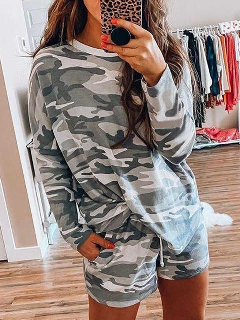 Heidi-Mode | Camo Print T-Shirt und Shorts Set