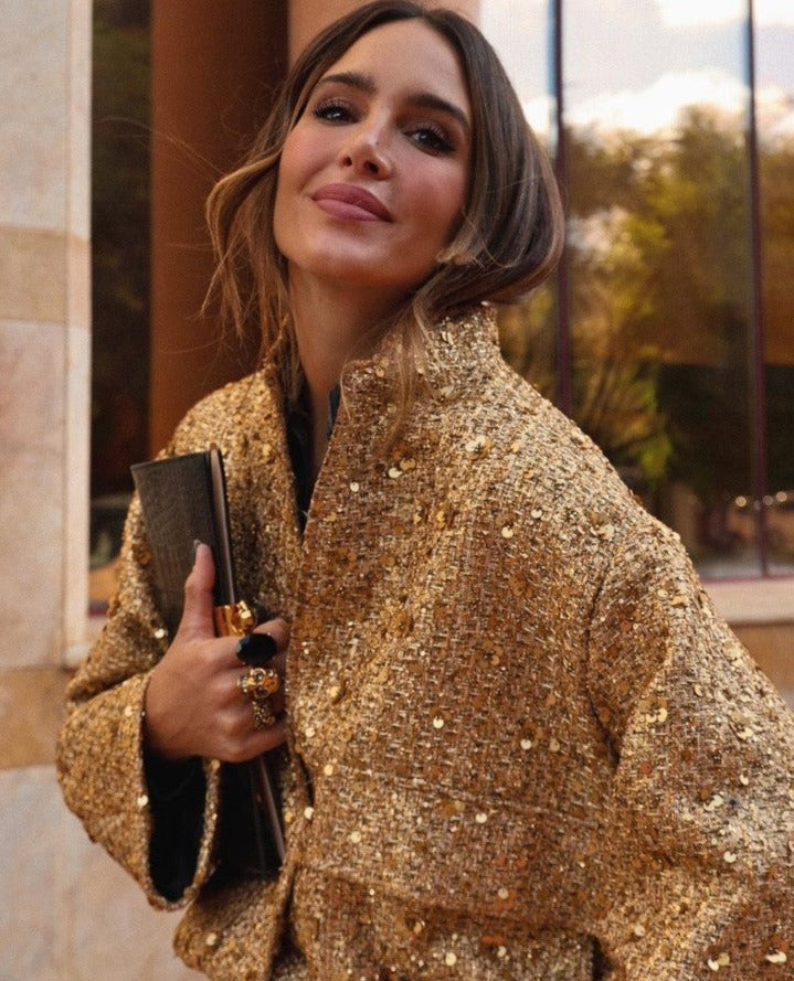 Jacke mit goldenem Glitzer