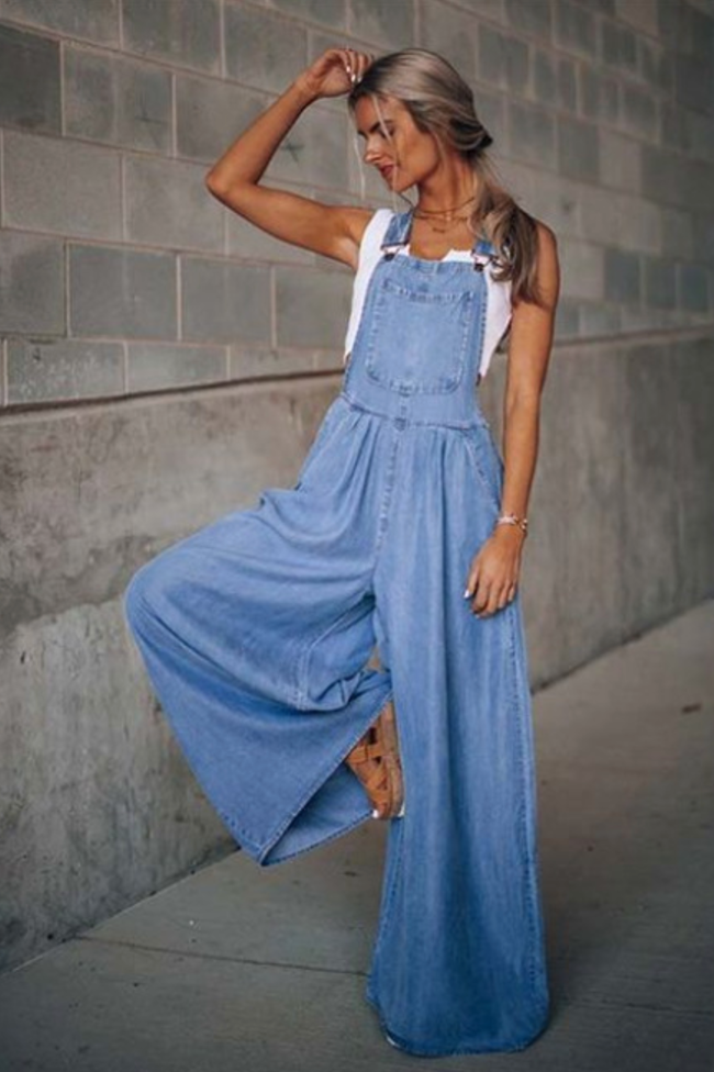 Heidi-Mode | Ärmelloser Denim Jumpsuit