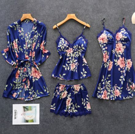 Luxuriöses Bettwäscheset aus Satin mit Blumenmuster