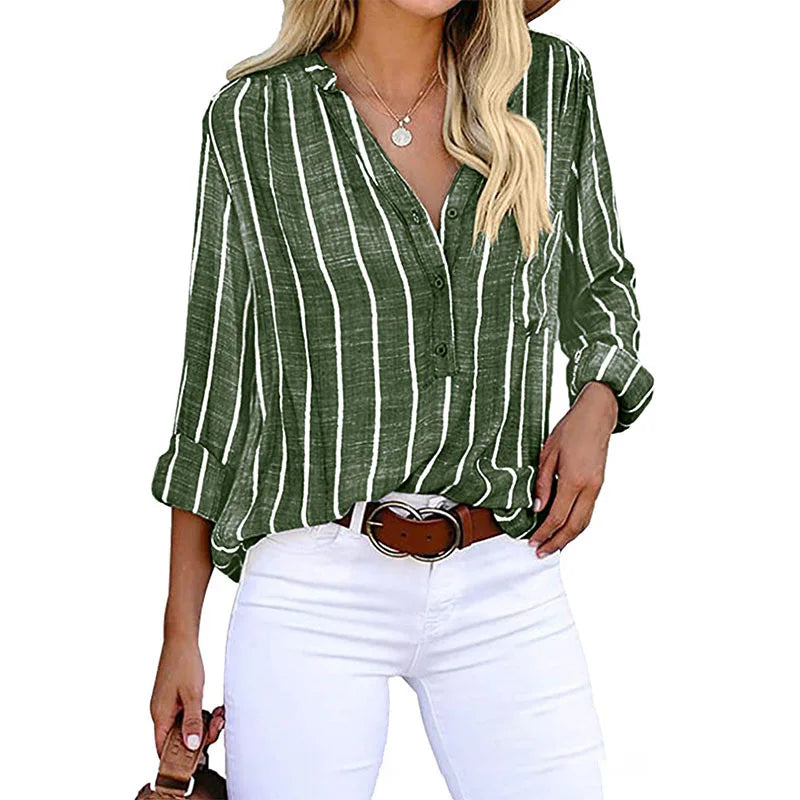 Heidi-Mode | Elegante Lässige Gestreifte Bluse Für Damen
