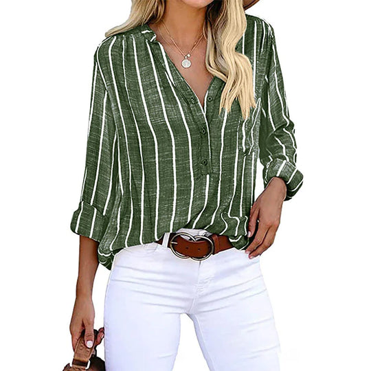 Heidi-Mode | Elegante Lässige Gestreifte Bluse Für Damen