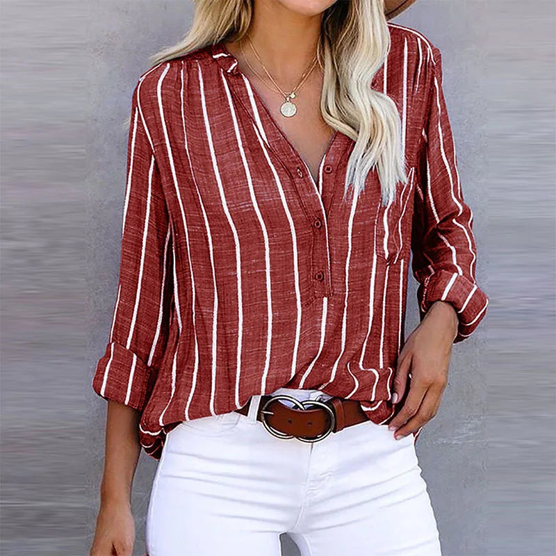 Heidi-Mode | Elegante Lässige Gestreifte Bluse Für Damen