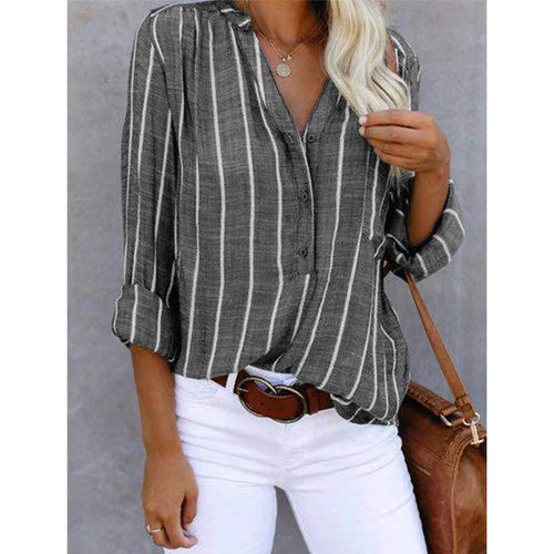 Heidi-Mode | Elegante Lässige Gestreifte Bluse Für Damen