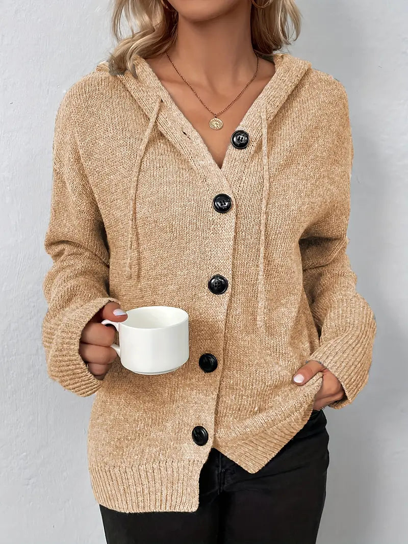 Heidi-Mode | Langer, Lässiger Strickmantel mit Knöpfen für Dame