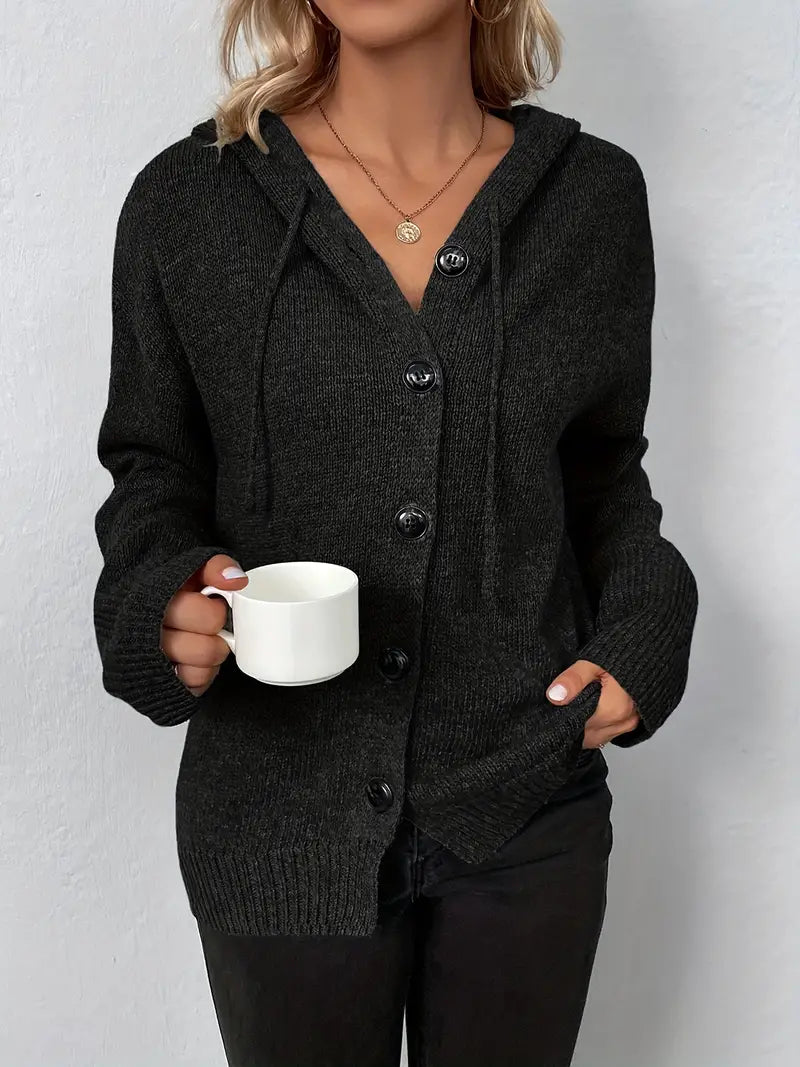 Heidi-Mode | Langer, Lässiger Strickmantel mit Knöpfen für Dame