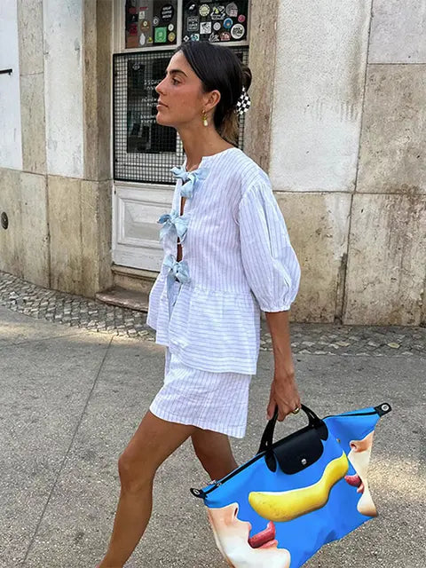 Heidi-Mode | Set - Casual Chic - Karomuster - 100% Baumwolle - Perfekt für Frühling/Sommer - Bequem und Zeitlos