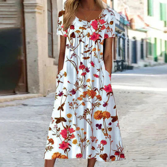 Heidi-Mode | Blumiges Midi Elegante Sommerkleider Damen