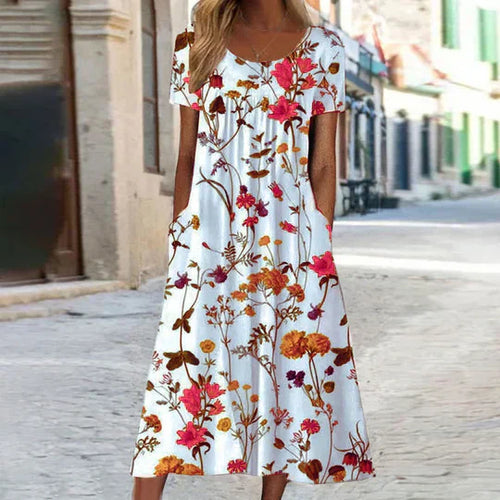 Heidi-Mode | Blumiges Midi Elegante Sommerkleider Damen