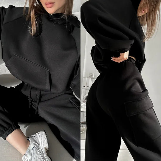 Hoodie mit langen Ärmeln und Jogginghose Set