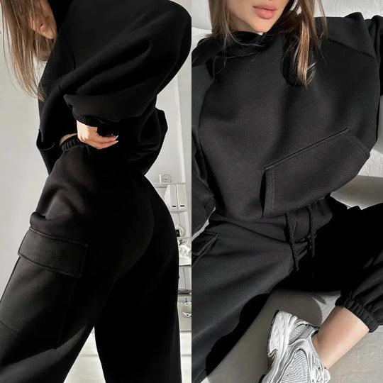 Hoodie mit langen Ärmeln und Jogginghose Set