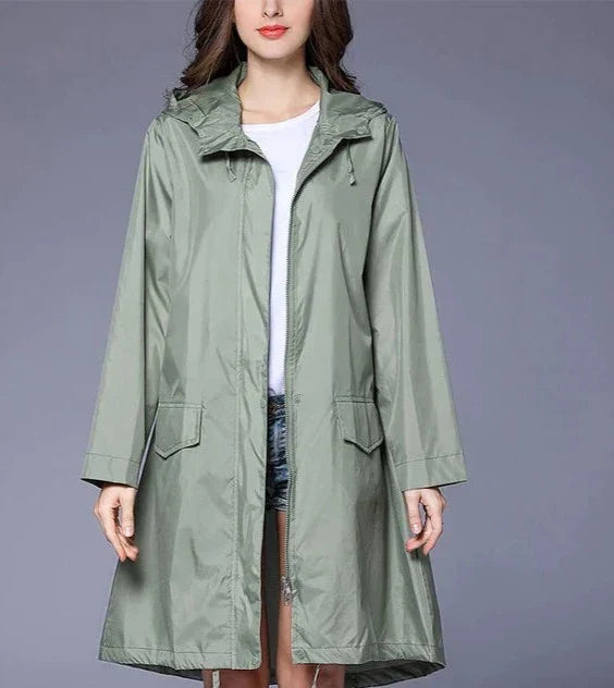 Heidi-Mode | Lässiger Reißverschluss-Regenmantel mit Tasche - Ideal für Herbst/Winter
