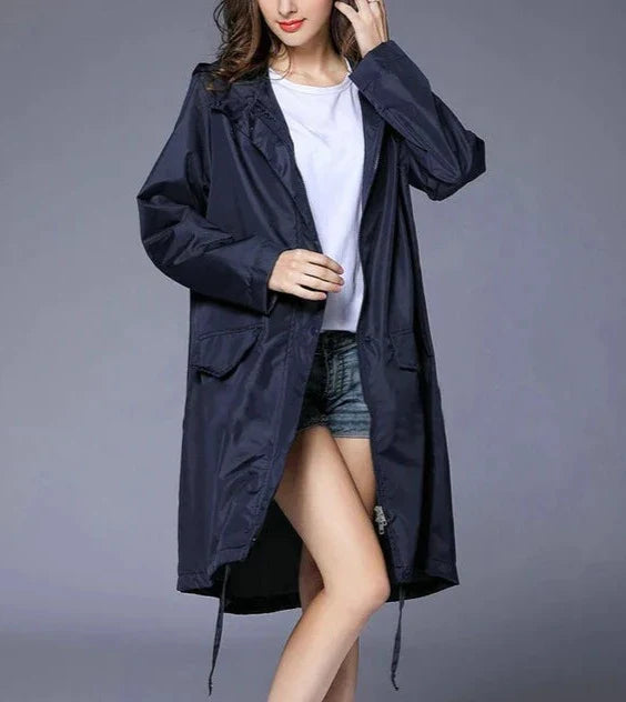 Heidi-Mode | Lässiger Reißverschluss-Regenmantel mit Tasche - Ideal für Herbst/Winter