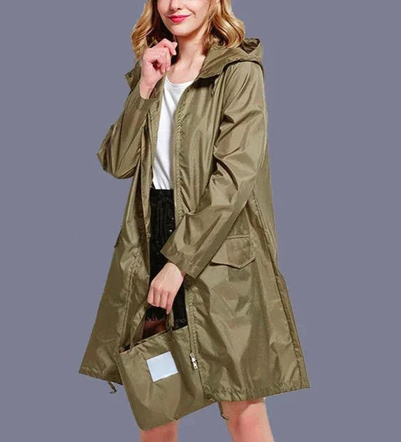 Heidi-Mode | Lässiger Reißverschluss-Regenmantel mit Tasche - Ideal für Herbst/Winter