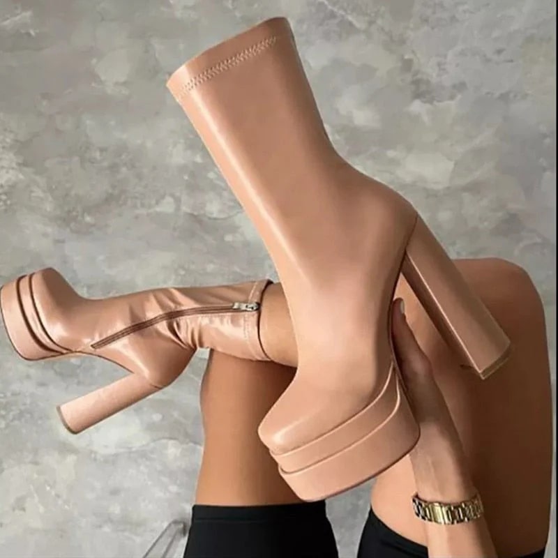 Heidi-Mode | Trendy Plateau Stiefeletten für Damen