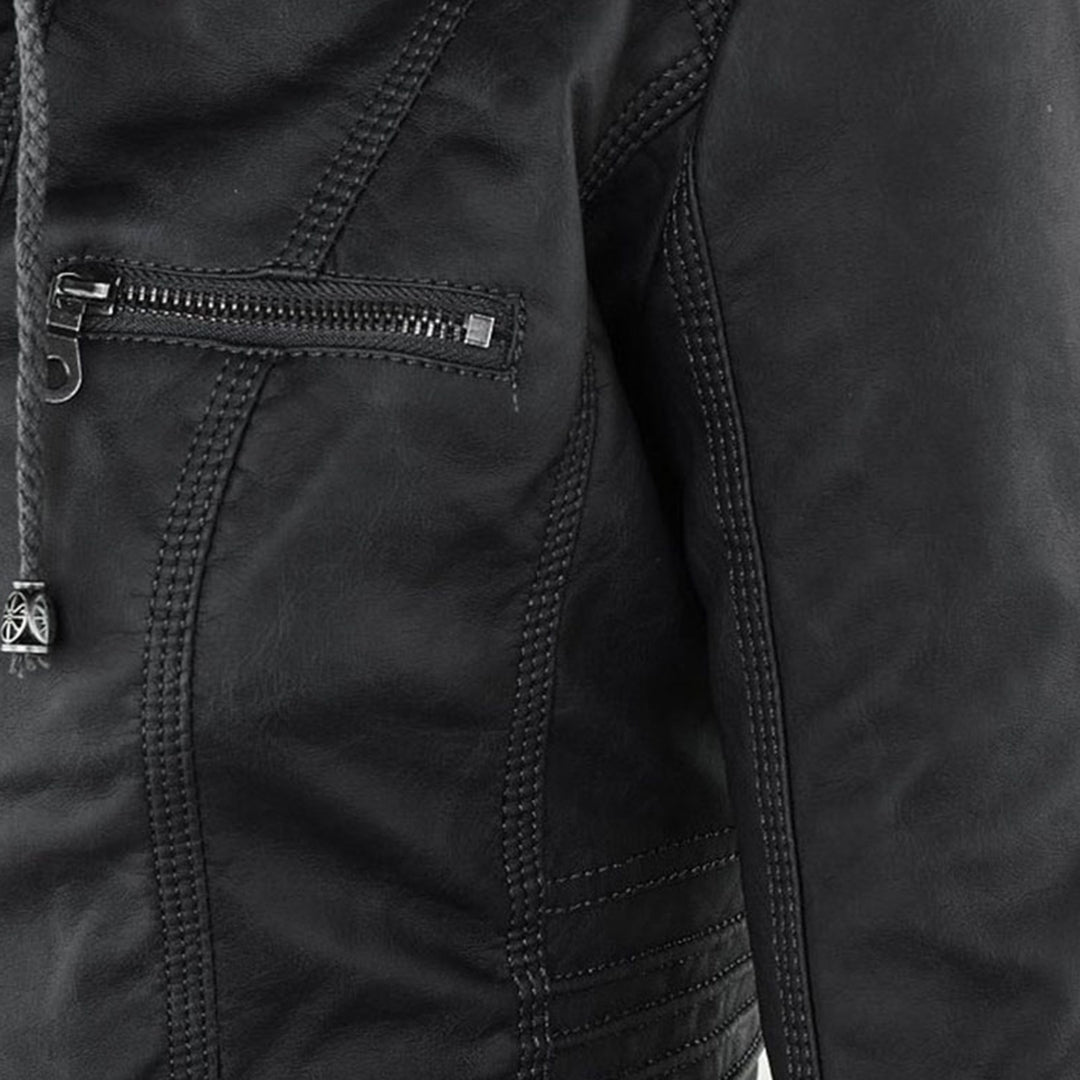 Heidi-Mode | Wetterfester Damen Lederjacke Mit Kapuze