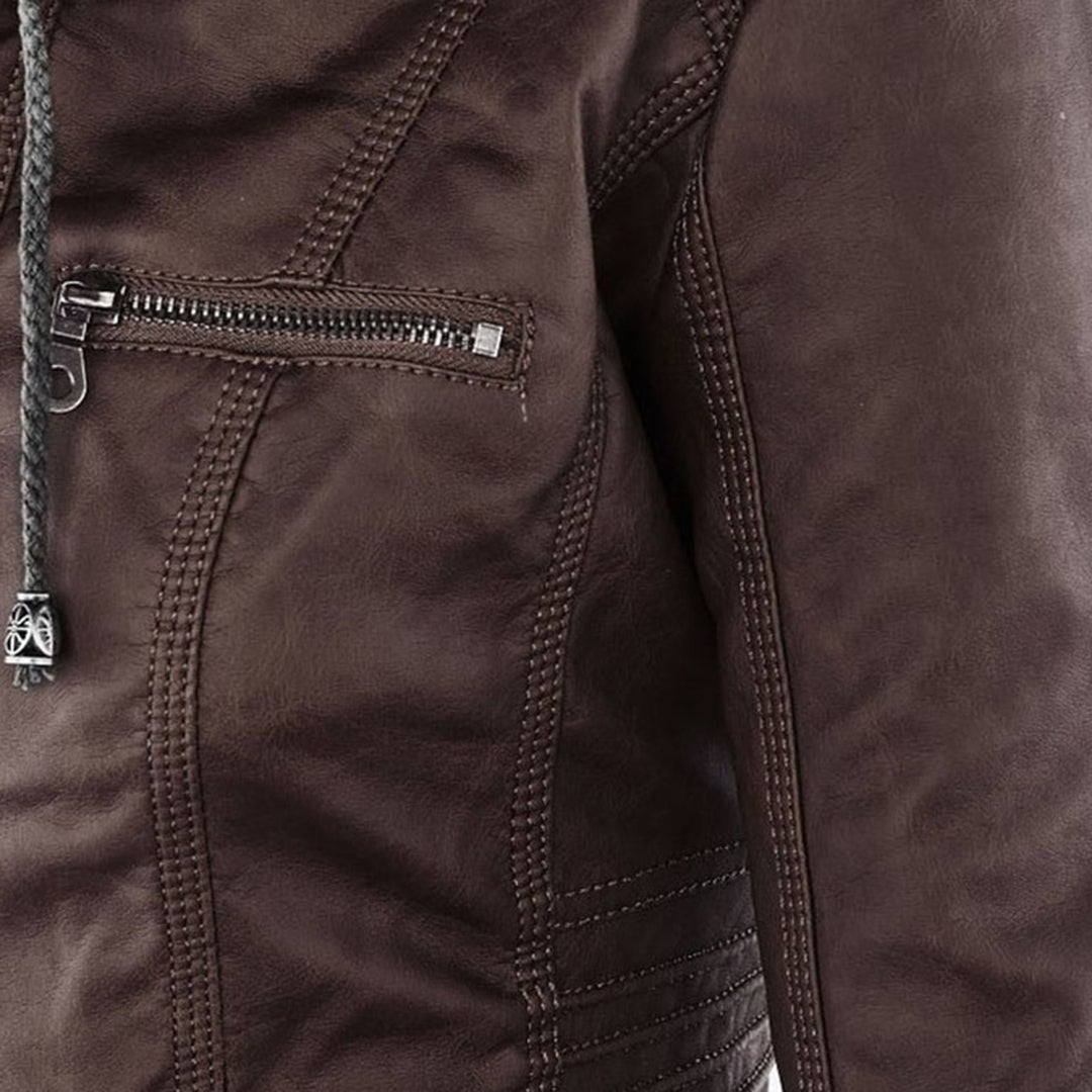 Heidi-Mode | Wetterfester Damen Lederjacke Mit Kapuze