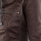 Damen Bikerjacke aus Kunstleder mit Kapuze | Große Größen (L–3XL)