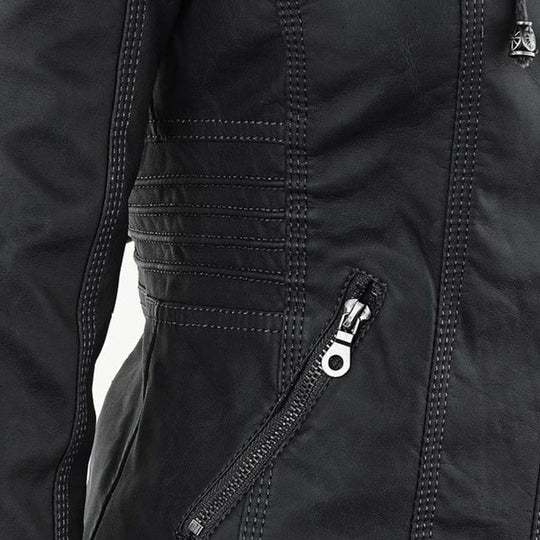 Heidi-Mode | Wetterfester Damen Lederjacke Mit Kapuze