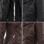 Damen Bikerjacke aus Kunstleder mit Kapuze | Große Größen (L–3XL)