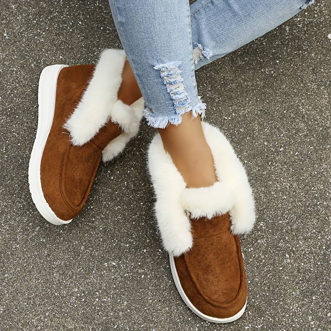 Heidi-Mode | Winter Flach Schuh Dick-Sohlige Samt Slipper Schnee Stiefel