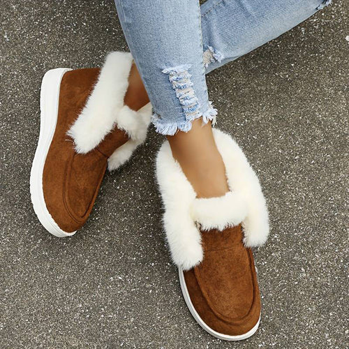 Heidi-Mode | Winter Flach Schuh Dick-Sohlige Samt Slipper Schnee Stiefel