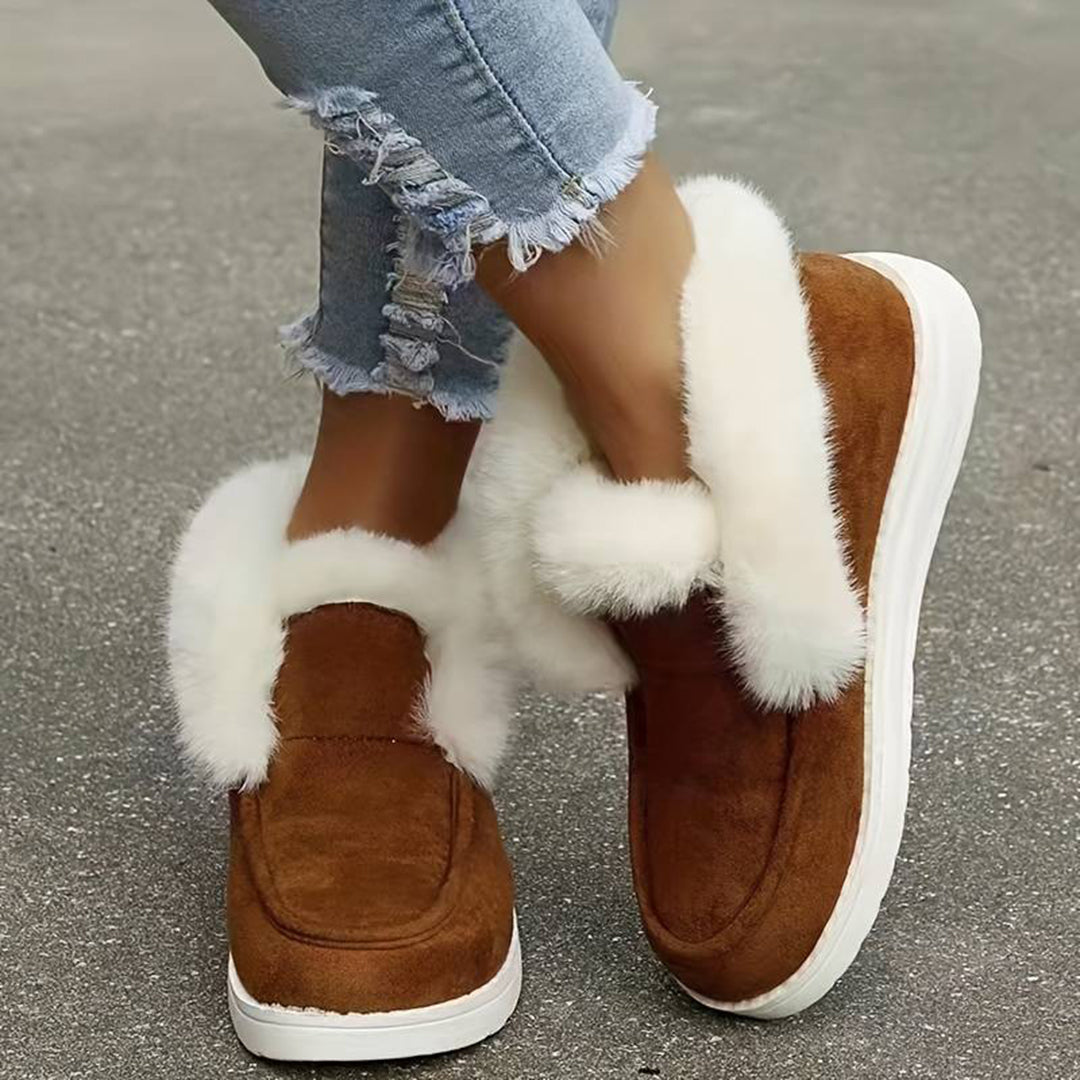 Heidi-Mode | Winter Flach Schuh Dick-Sohlige Samt Slipper Schnee Stiefel