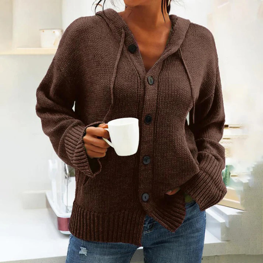 Heidi-Mode | Strickjacke mit Kapuze und Kordelzug