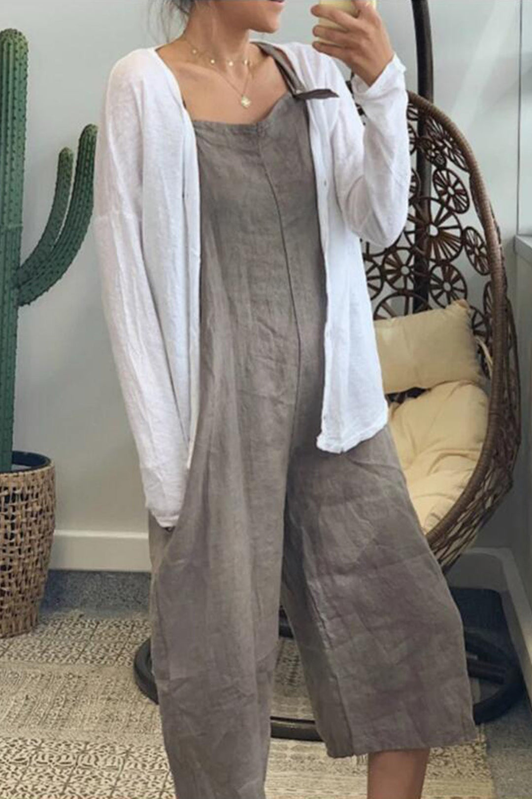 Heidi-Mode | Lässiger Lockere Verkürzte Hose Jumpsuit