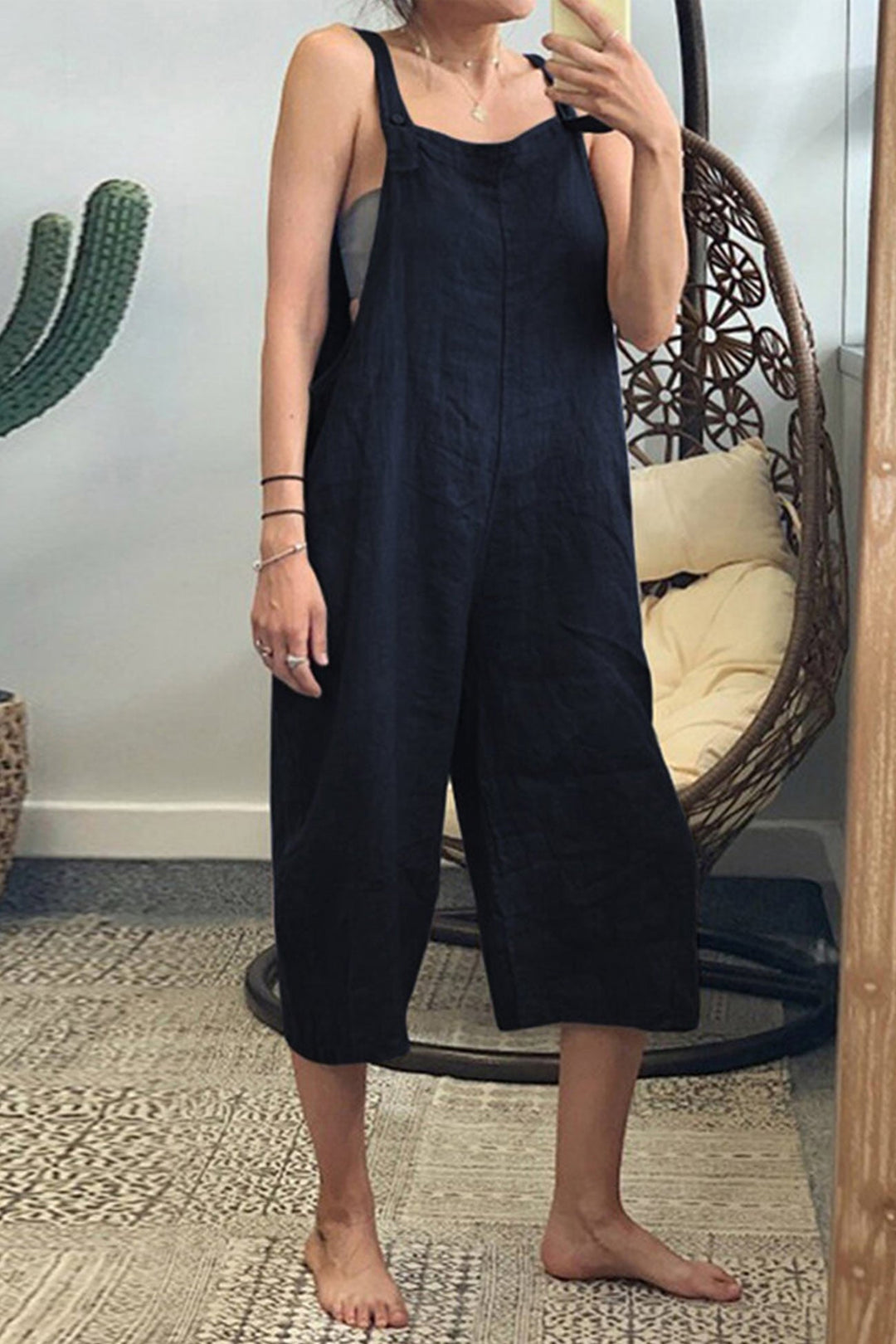 Heidi-Mode | Lässiger Lockere Verkürzte Hose Jumpsuit