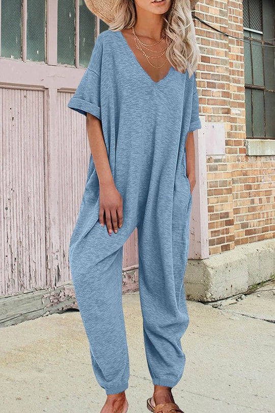 Heidi-Mode | V-Ausschnitt Lockere Jumpsuits