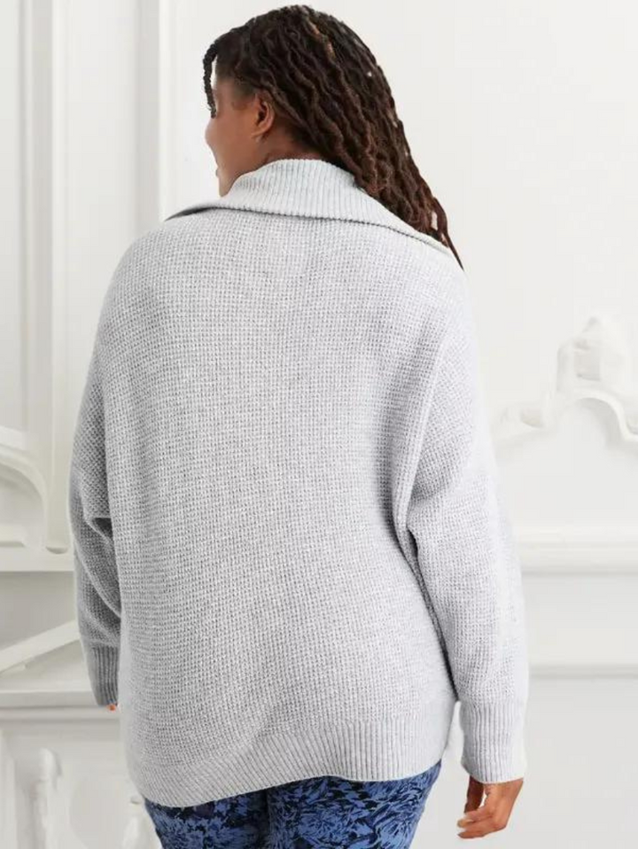 Bo – Bequemer Pullover mit halbem Reißverschluss und Waffelmuster