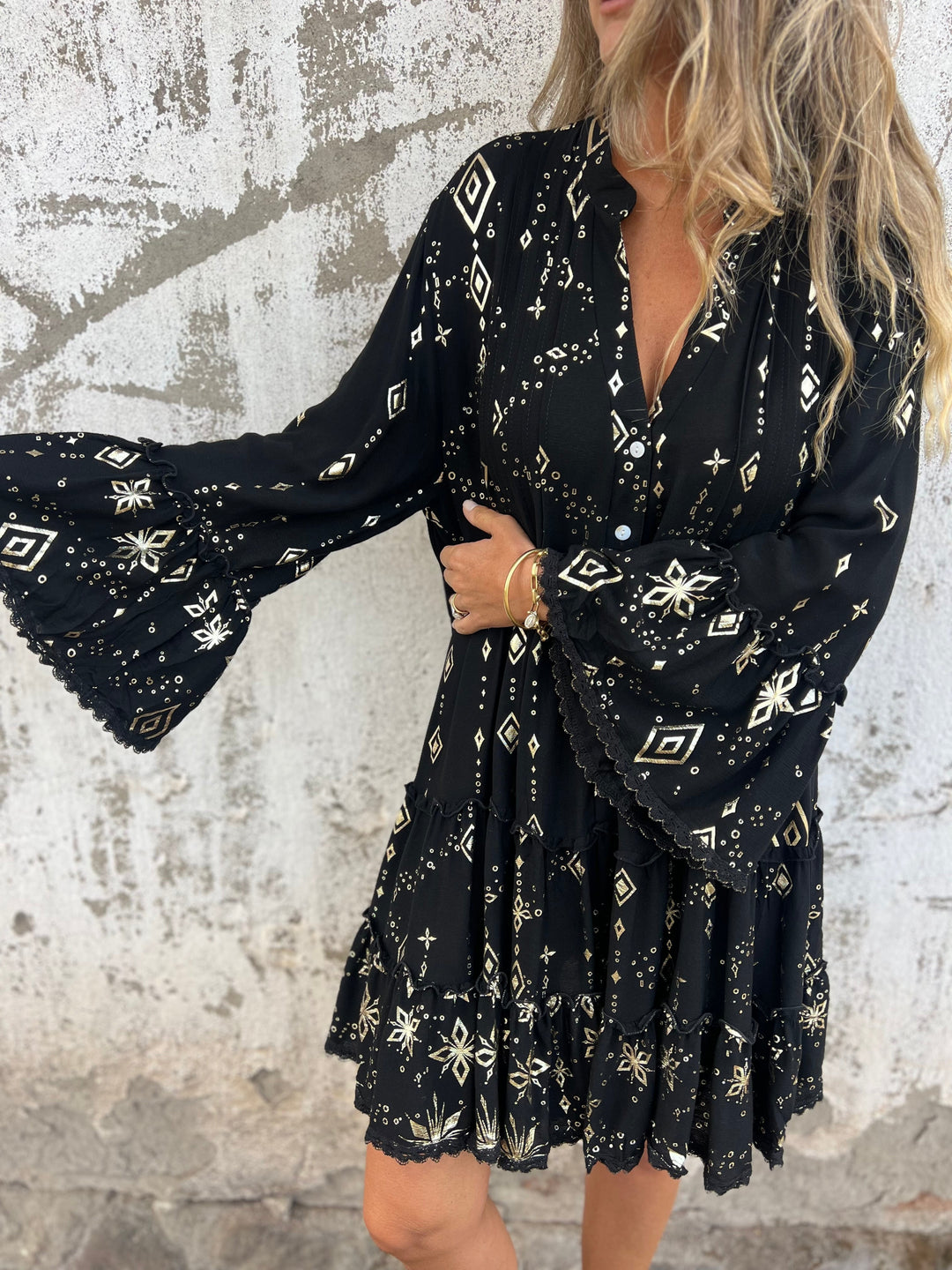 Heidi-Mode | Boho Metallic Hemdkleid