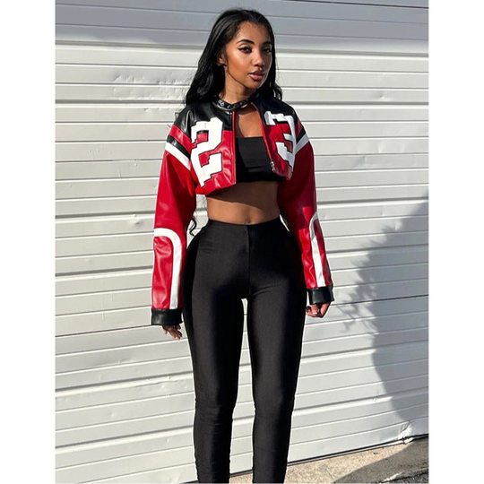 Heidi-Mode | Slim Fit Imitation Motorrad Lederjacke