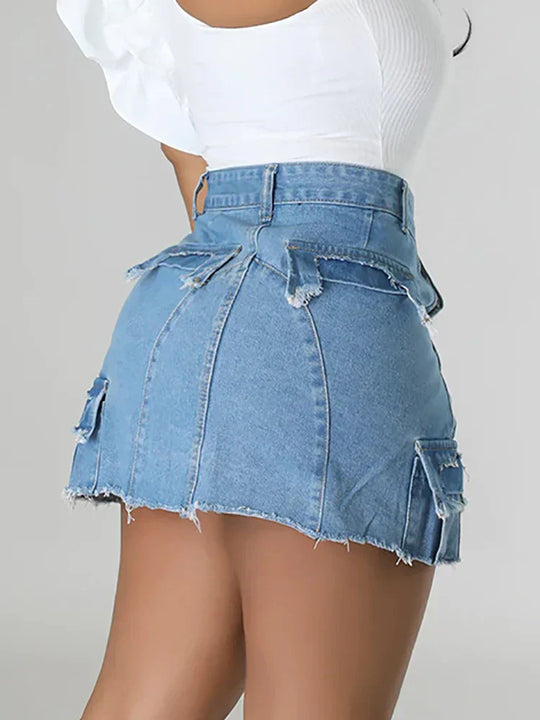 denim rok met hoge taille