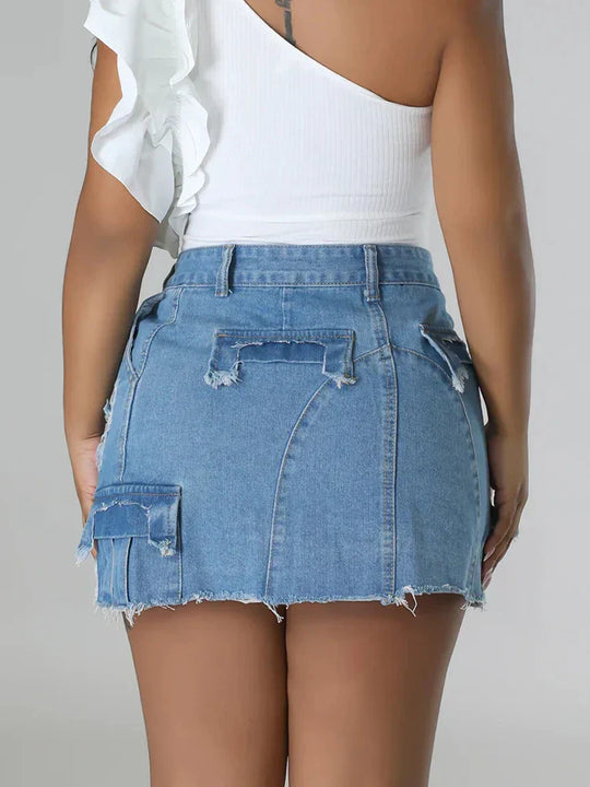 denim rok met hoge taille