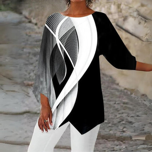 Heidi-Mode | Moderne Langarmige Geometrische Oberteil
