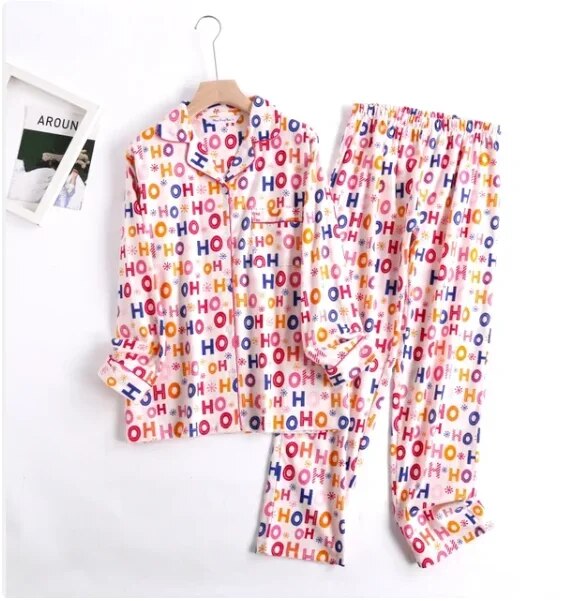 Heidi-Mode | Bequemes Damen Pyjama Satz mit Lebendigen Mustern Zweiteiler