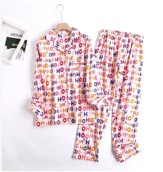 Heidi-Mode | Bequemes Damen Pyjama Satz mit Lebendigen Mustern Zweiteiler