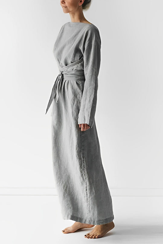 Heidi-Mode | Leinen Wickel Maxikleid