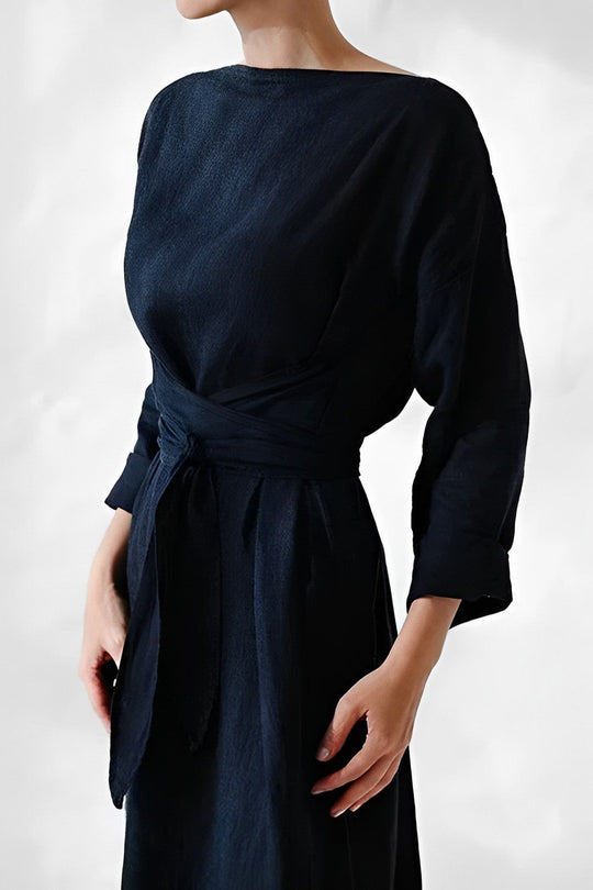 Heidi-Mode | Leinen Wickel Maxikleid