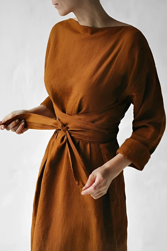 Heidi-Mode | Leinen Wickel Maxikleid