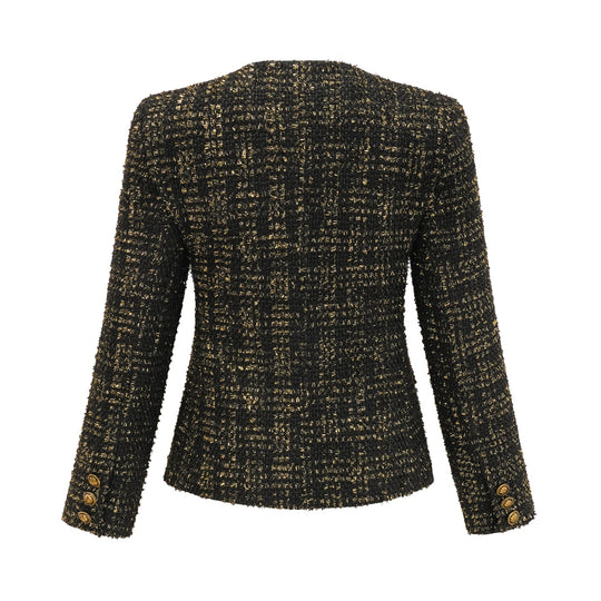 Heidi-Mode | Schwarze Metalliche Tweedjacke & Shorts Passendes Set