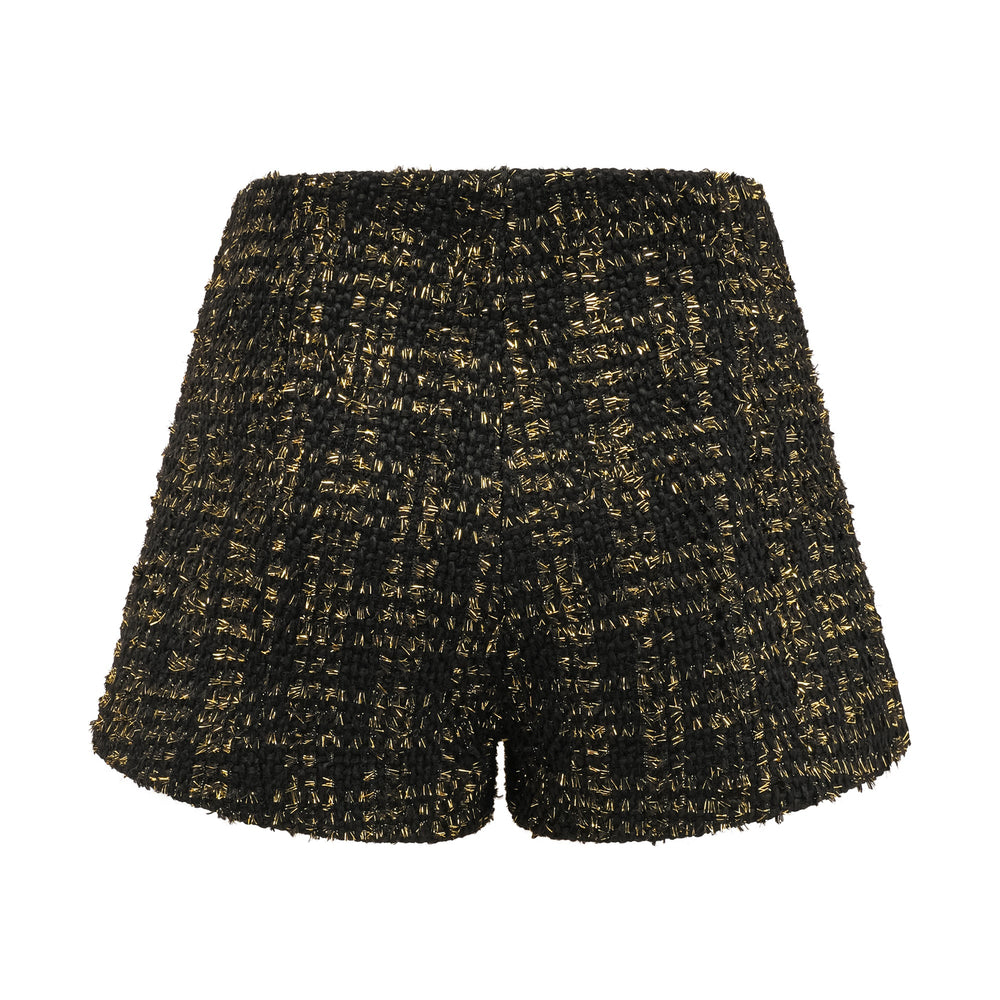 Heidi-Mode | Schwarze Metalliche Tweedjacke & Shorts Passendes Set