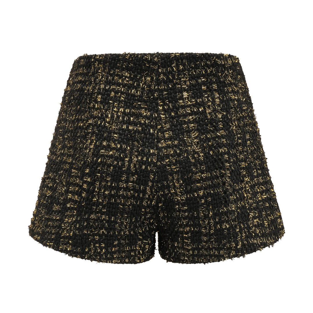 Heidi-Mode | Schwarze Metalliche Tweedjacke & Shorts Passendes Set